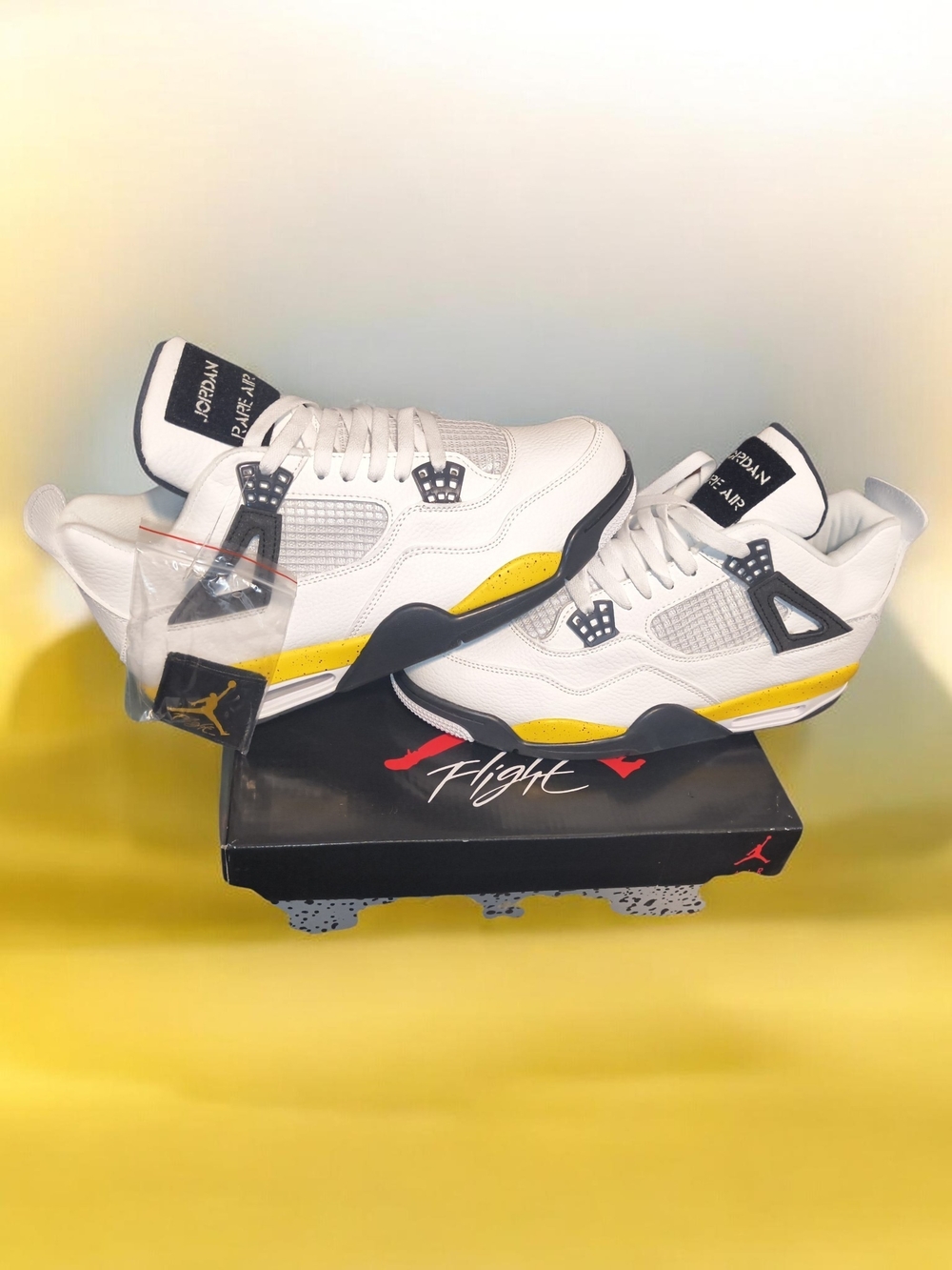 Jordan 4 "Rare Air" Flight Men’s White & Yellow Basketball Shoes